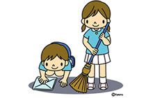 片付けする子供